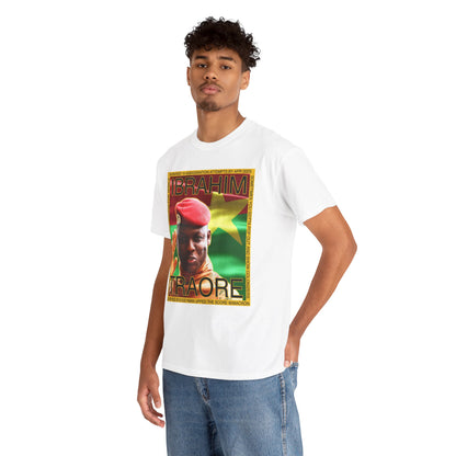 Ibrahim Traore - Sometimes You Gotta Pop Out and Show Colonizers - Unisex Heavy Cotton T-Shirt with Speech on Backside