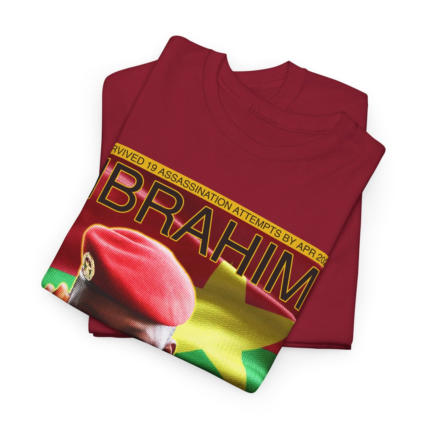Ibrahim Traore - Sometimes You Gotta Pop Out and Show Colonizers - Unisex Heavy Cotton T-Shirt with Speech on Backside
